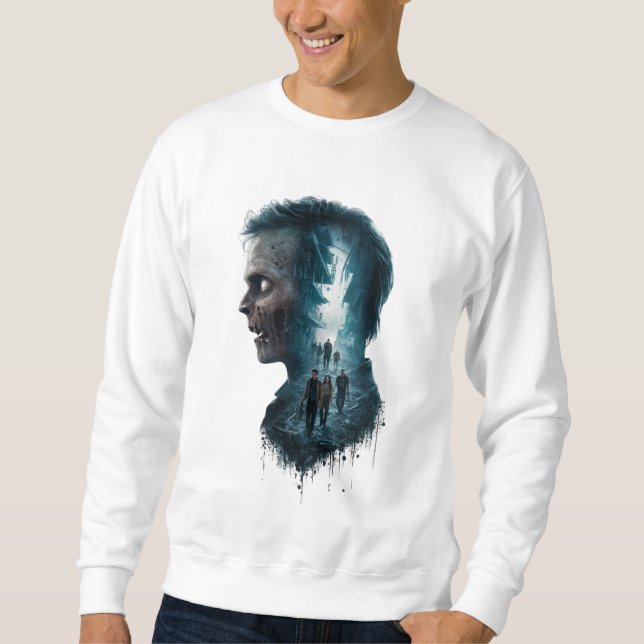 Zombie Apocalypse Double Exposure T-Shirt Sweatshirt (Front)