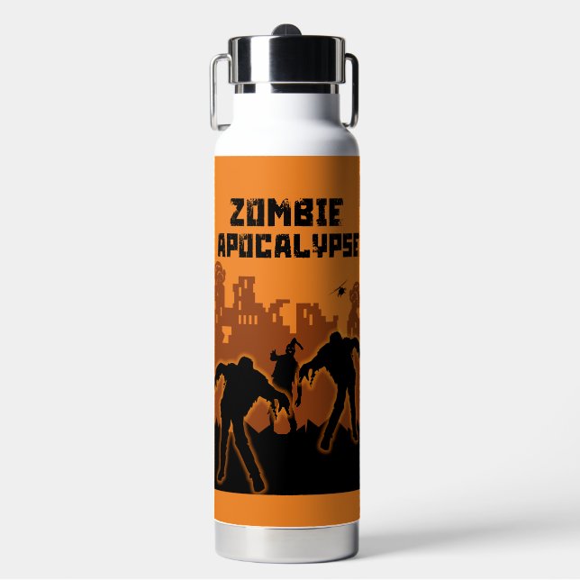 Zombie Apocalypse Gifts Water Bottle (Front)