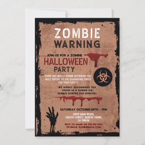 Zombie Apocalypse Halloween Party Graveyard Hand  Invitation