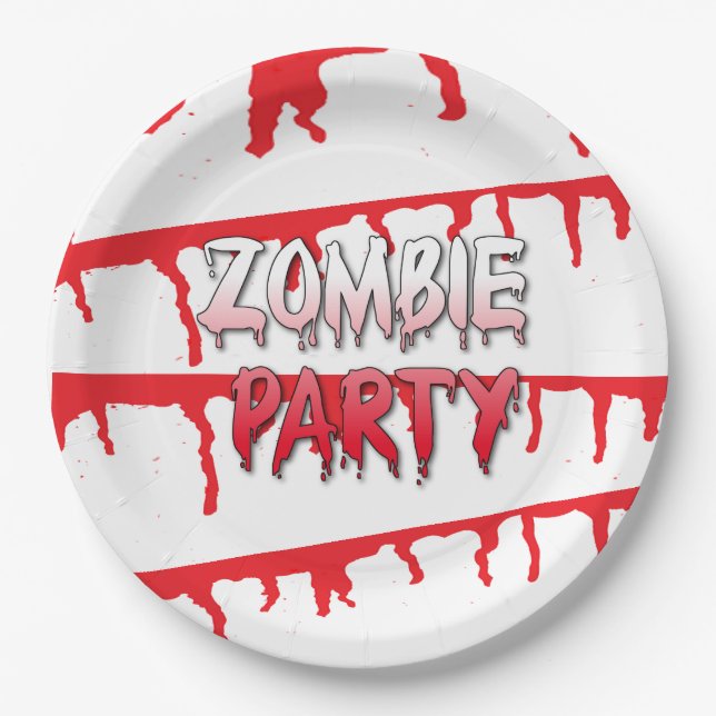 Zombie Apocalypse Halloween Party Paper Plates (Front)