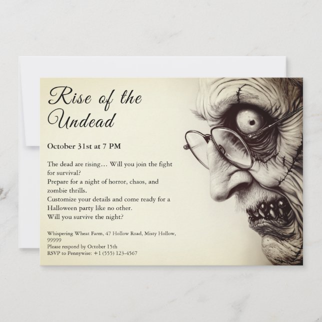 Zombie Apocalypse Halloween Undead Party Alert Invitation (Front)