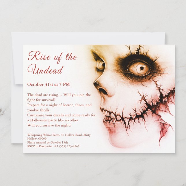 Zombie Apocalypse Halloween Undead Party Alert Invitation (Front)