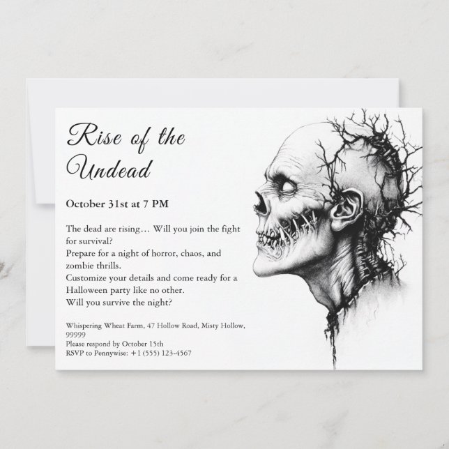 Zombie Apocalypse Halloween Undead Party Alert Invitation (Front)