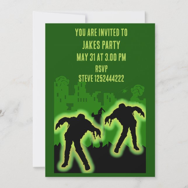 Zombie Apocalypse Kids Invitation (Front)