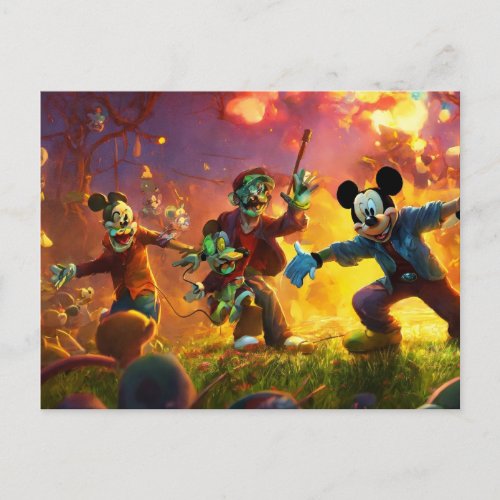 Zombie Apocalypse Mickeys Last Stand in 8K Postcard