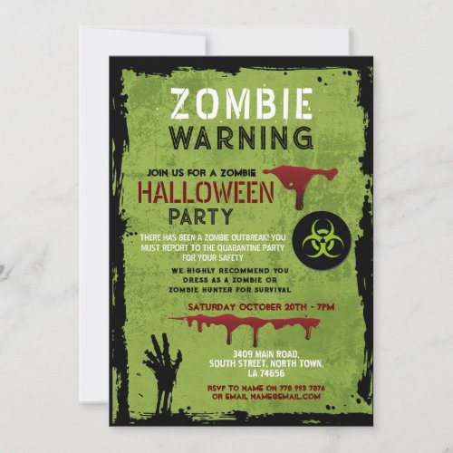 Zombie Apocalypse Party Graveyard Halloween Invitation
