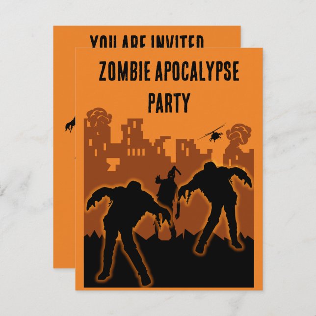 Zombie Apocalypse Party Invite (Front/Back)