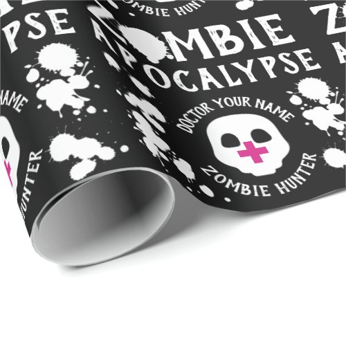 Zombie Apocalypse Personalised Black and White Wrapping Paper
