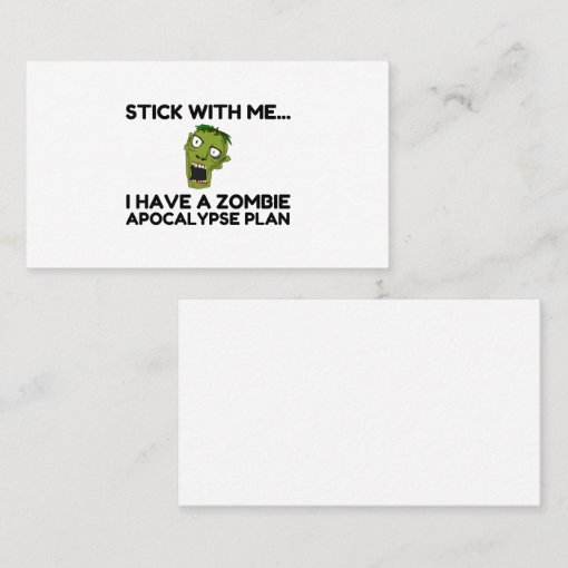 Zombie Apocalypse Plan Business Card Zazzle