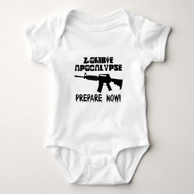 Zombie Apocalypse Prepare Now Baby Bodysuit (Front)