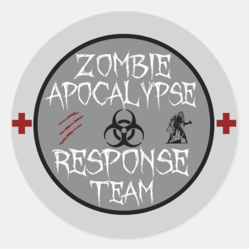 Zombie apocalypse response team classic round sticker
