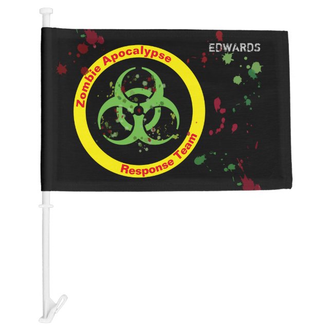 Zombie Apocalypse Response Team Gore Splatter Car Flag (Front)
