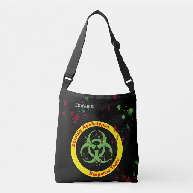 Zombie Apocalypse Response Team Gore Splatter Crossbody Bag (Front)
