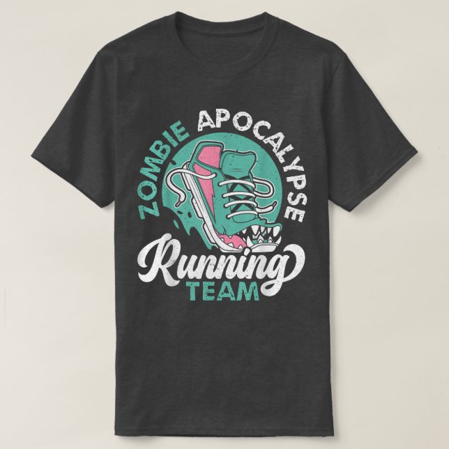 Zombie Apocalypse Running Team Halloween Trick Or  T-Shirt (Design Front)