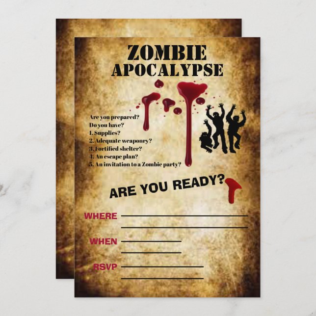 Zombie Apocalypse scary Halloween Invitation (Front/Back)