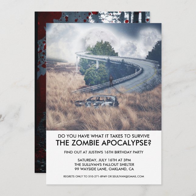 Zombie Apocalypse Survival Party Invitation (Front/Back)