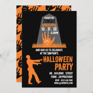 Zombie Apocalypse Theme Escape Room Halloween Invitation