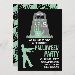 Zombie Apocalypse Theme Escape Room Halloween Invitation