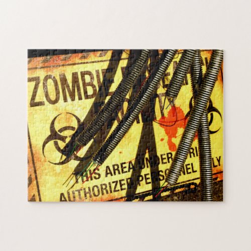 Zombie Apocalypse Warning Sign Authorized only Jigsaw Puzzle