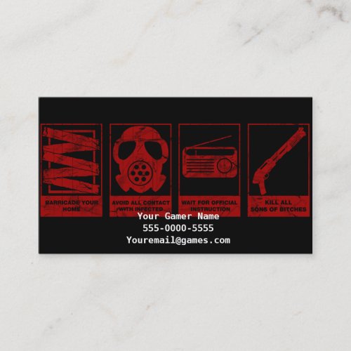 Zombie Apocaplypse Video Game Gamer Business Cards