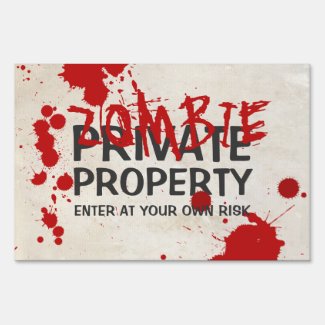 Zombie Area Bloodstained Funny Halloween Yard Sign