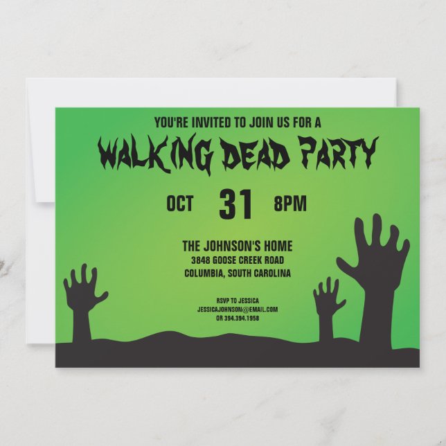 Zombie Arms Halloween Party Invitation (Front)
