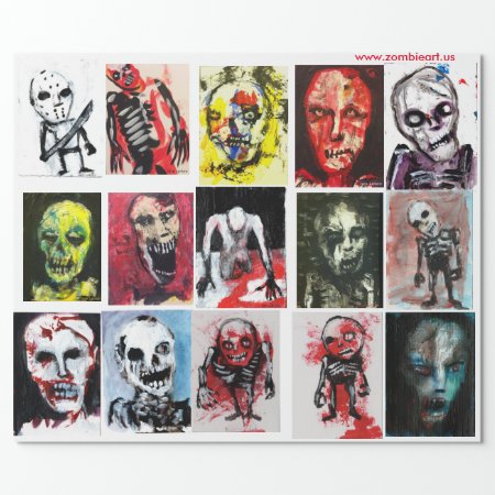 Zombie Art Matte Wrapping Paper, 30" X 6' Wrapping Paper