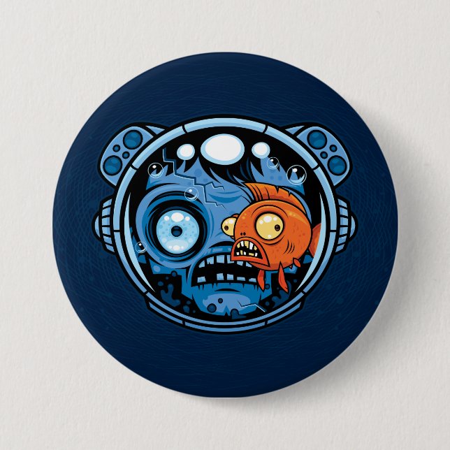 Zombie Astronaut Fishbowl Helmet Button (Front)