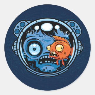 Zombie Astronaut Fishbowl Helmet Classic Round Sticker