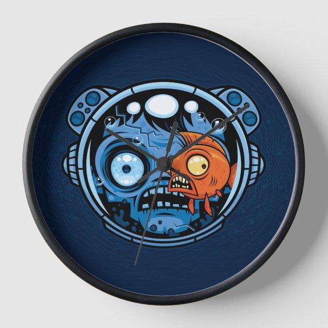 Zombie Astronaut Fishbowl Helmet Clock (Front)
