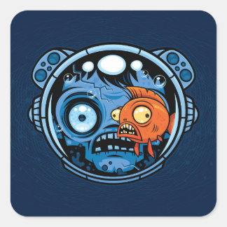 Zombie Astronaut Fishbowl Helmet Square Sticker