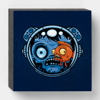 Zombie Astronaut Fishbowl Helmet Wooden Box Sign