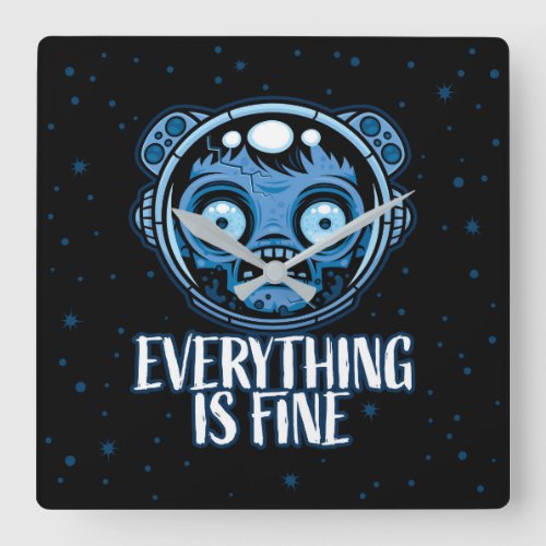 Zombie Astronaut Is Fine Square Wall Clock