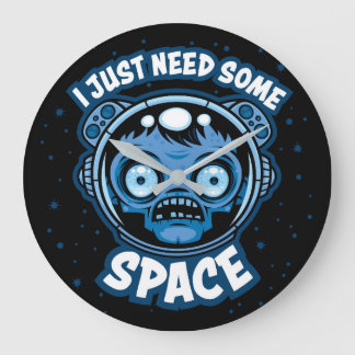 Zombie Astronaut Needs Some Space Large Clock