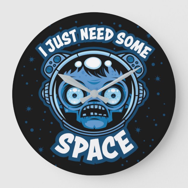 Zombie Astronaut Needs Some Space Large Clock (Front)
