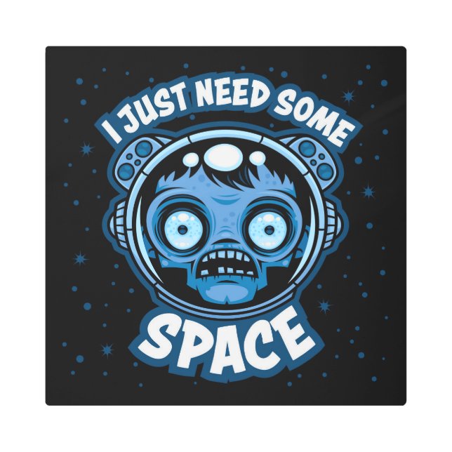 Zombie Astronaut Needs Some Space Metal Print (Front)
