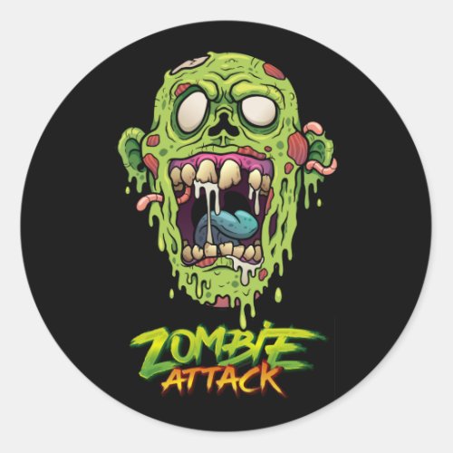 Zombie Attack Scary Monster Creature Classic Round Sticker