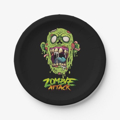 Zombie Attack Scary Monster Creature Paper Plate