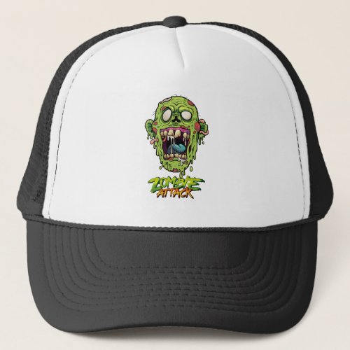 Zombie Attack Scary Monster Creature  Trucker Hat