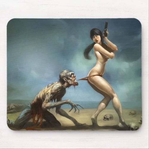 zombie attack with hot girl mouse pad