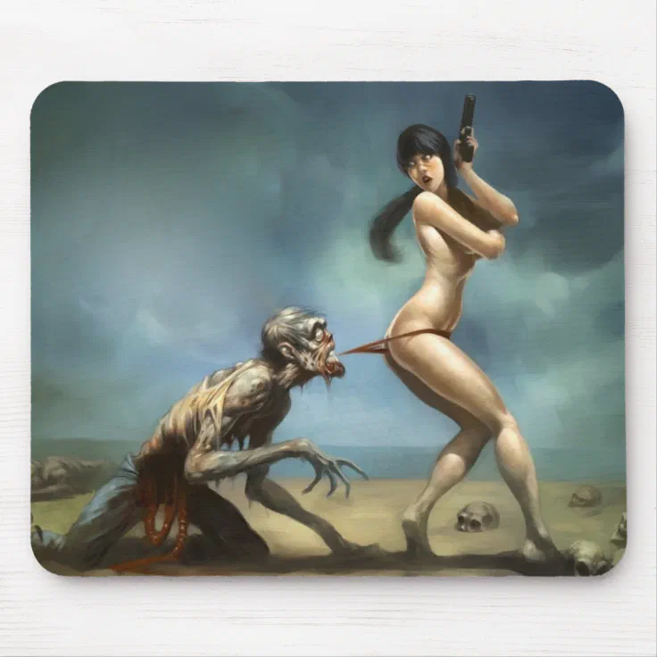 zombie attack with hot girl mouse pad | Zazzle
