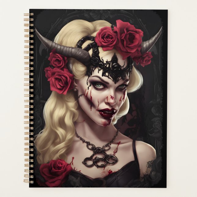 Zombie Babe Gothic Weekly Planner - Goth Aesthetic (Front)