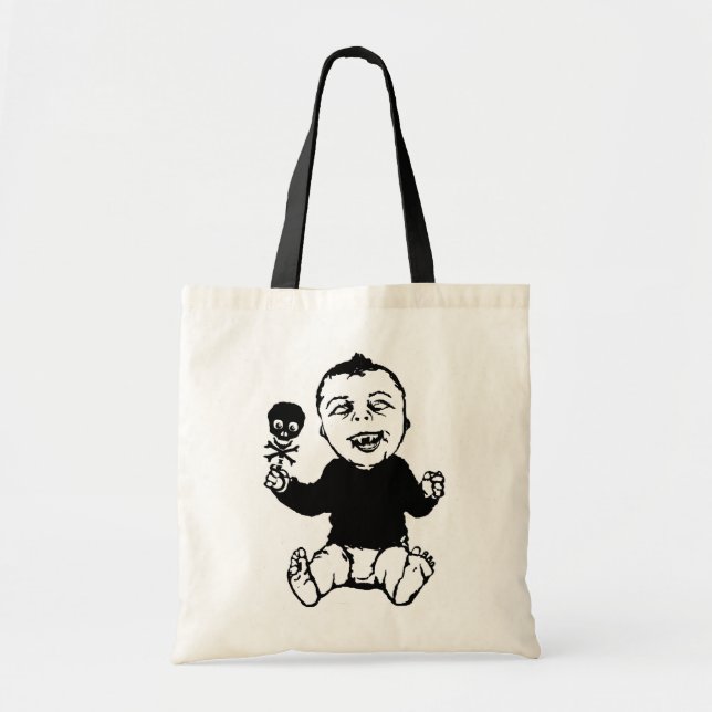 Zombie Baby Holding Skull Rattle Tote (Front)