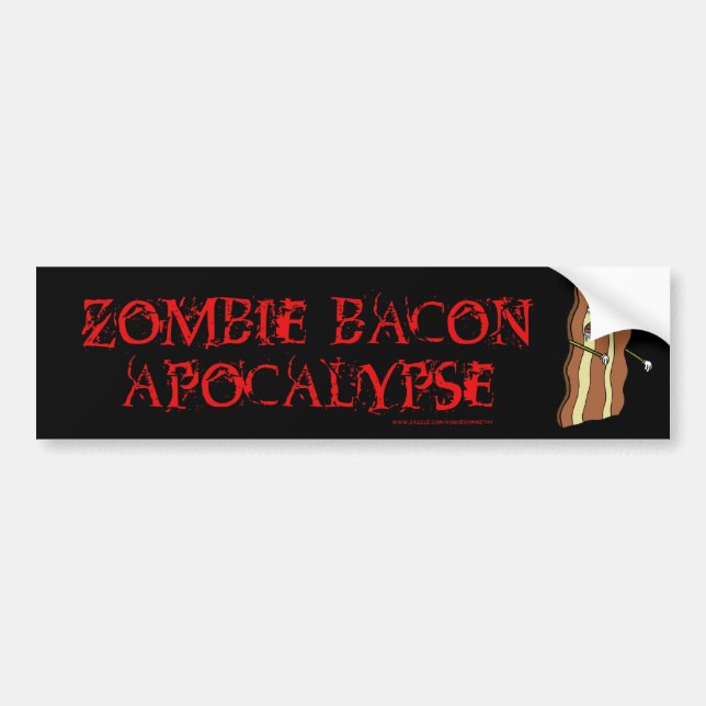 Zombie Bacon Apocalypse BLACK bumper sticker (Front)