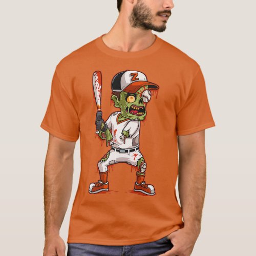 Zombie Baseball Batter Halloween Trick or Gift T_Shirt