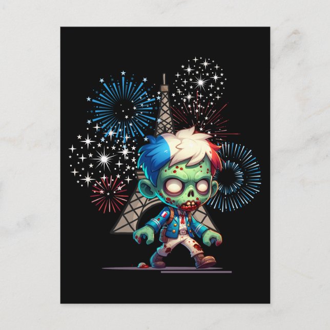 Zombie Bastille Day Postcard (Front)