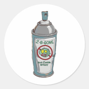 Zombie be gone spray can classic round sticker