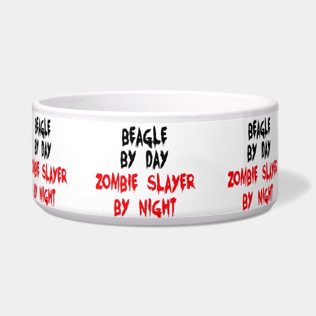 Zombie Beagle Dog Joke Bowl (Left)