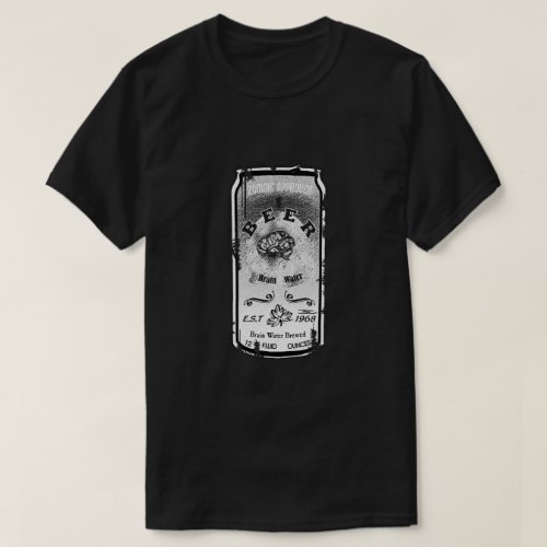 Zombie_Beer_ Distressed Black  White T_Shirt