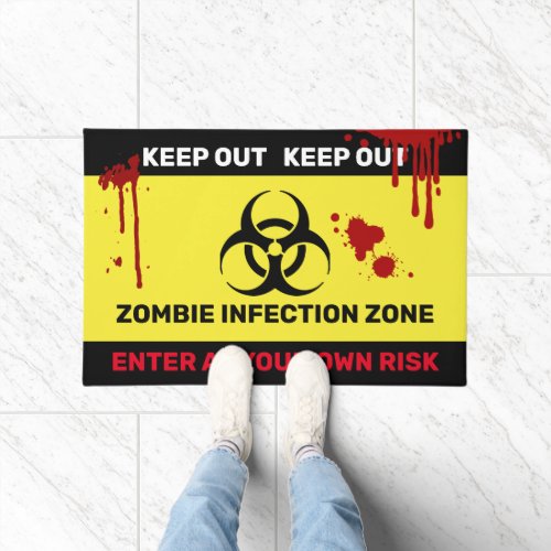 Zombie Biohazard Do Not Enter Warning Sign Doormat